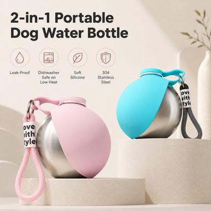 2-in-1 Portable Dog Water Bottle